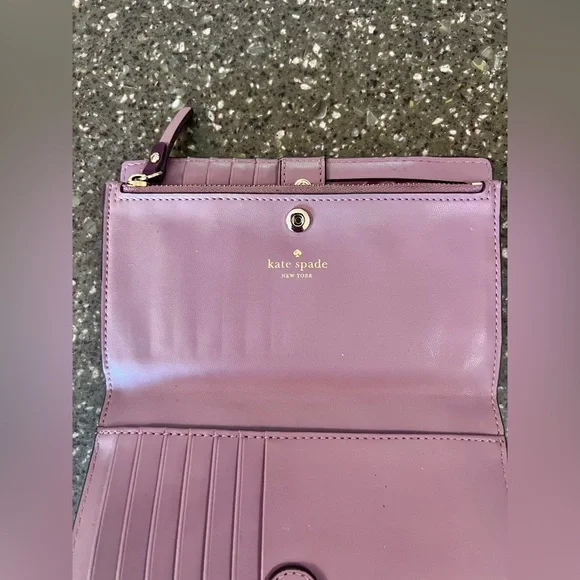 Kate Spade Plum Laurel Way Stacy Large Slim Leather Wallet | Classic | Cute - Picture 8 of 13
